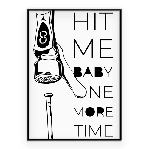 Poster Zwarte letters met een hamer op een witte achtergrond