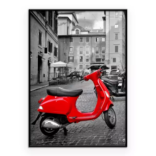 Poster Vintage scooter op een monochrome achtergrond