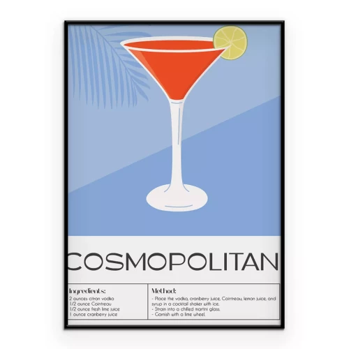 Poster Een elegante Cosmopolitan cocktail met een schijfje limoen