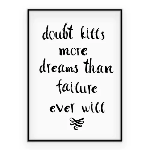 Poster Een typografische inscriptie over de kracht van twijfel