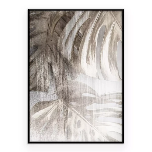 Poster Vage compositie van bladeren op een lichte achtergrond