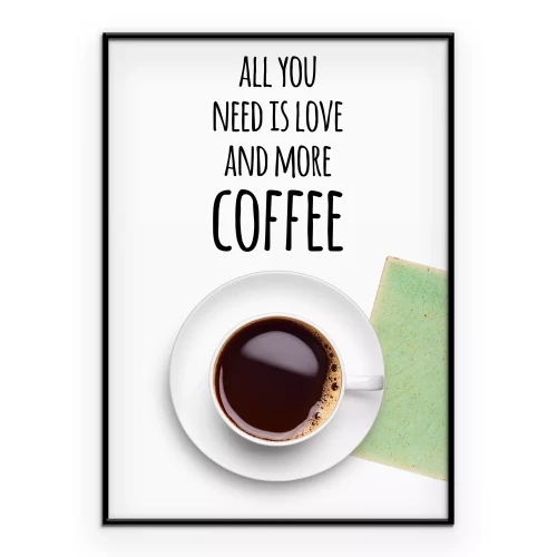 Poster Een kopje koffie met inscripties