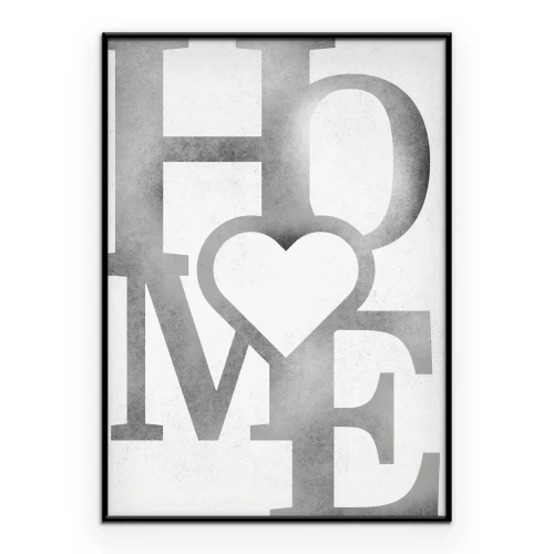 Poster Typografie met het woord thuis en een hart