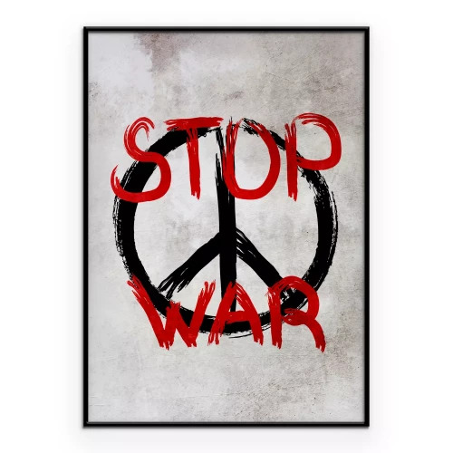 Poster Anti-oorlogsafbeelding met een rode slogan