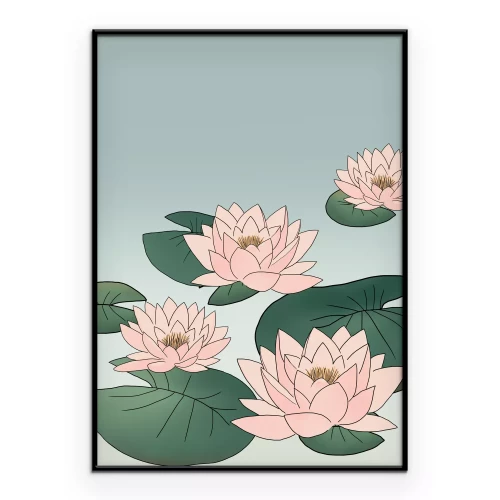 Poster Een kalmerende afbeelding van bloemen op het wateroppervlak