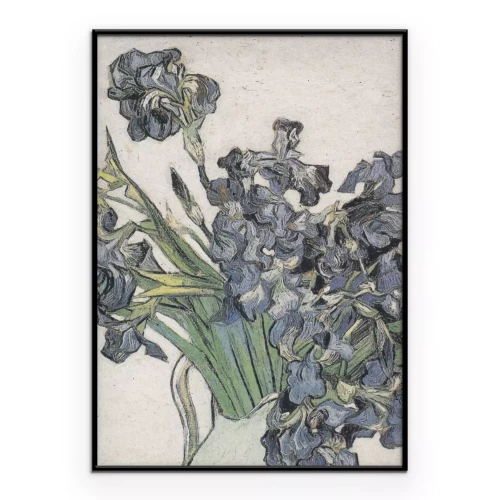 Poster Een delicaat botanisch schilderij met irissen