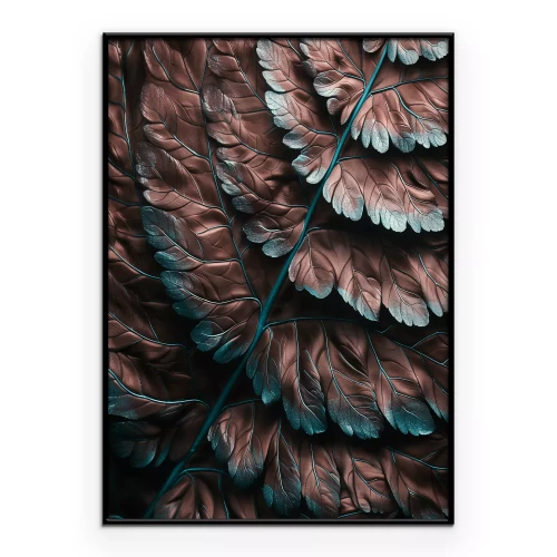 Poster Gestructureerd koperen varenblad
