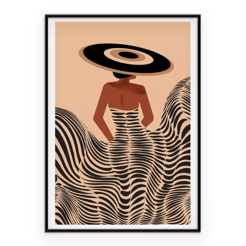 Poster Stijlvol silhouet met zebraprint en hoed