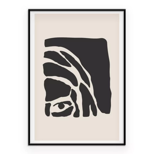 Poster Een subtiele schets van een vrouwengezicht in monochrome tinten.