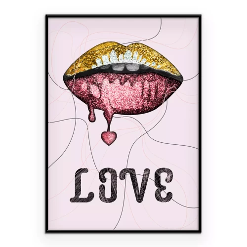 Poster Artistieke lippen met woorden van liefde
