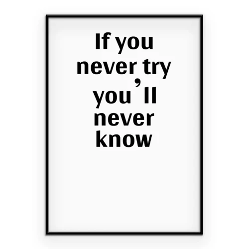 Poster Zwarte inscriptie over stoutmoedigheid op een witte achtergrond