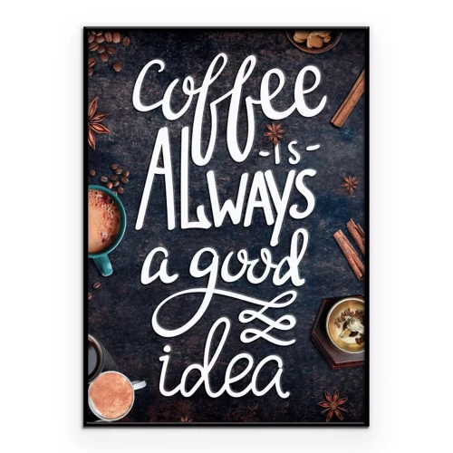 Poster Een elegante decoratieve inscriptie over koffie
