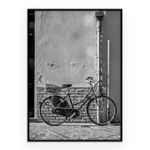 Poster Zwart-witte fiets in minimalistische stijl