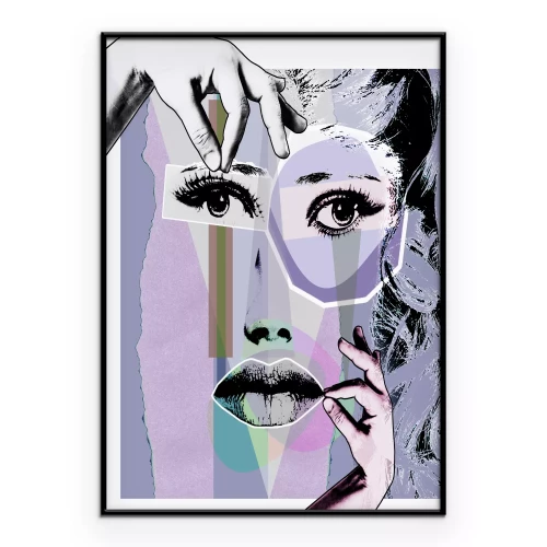 Poster Een vrouwengezicht in pastelkleuren