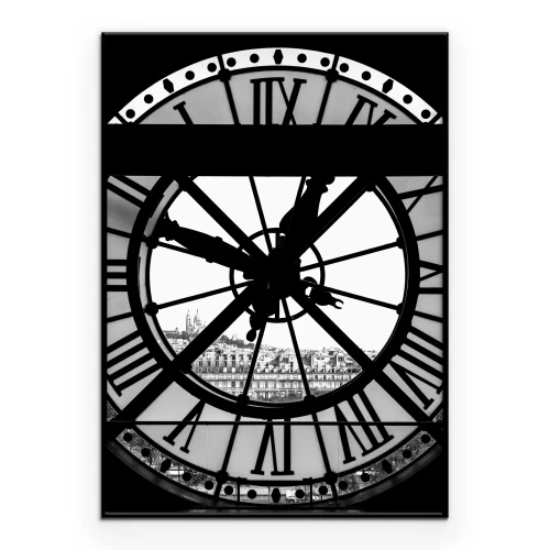 Poster Parijse gebouwen vastgelegd in een klok