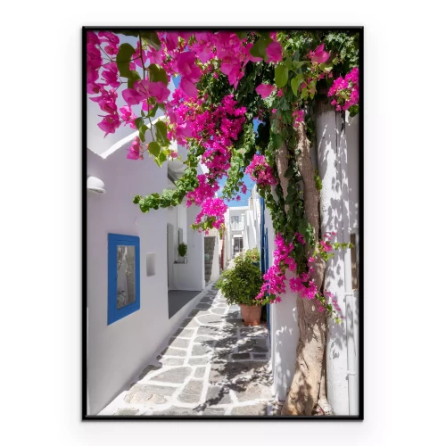 Poster Een zonnig steegje op een Grieks eiland