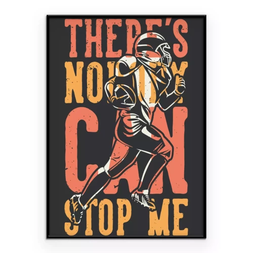 Poster Amerikaanse voetballer en motiverende inscriptie