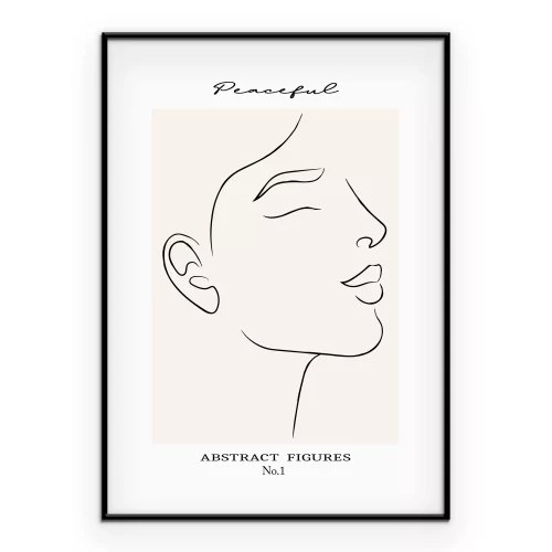 Poster Minimalistische contouren van een kalm gezicht