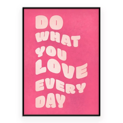 Poster Typografische motiverende inscriptie op een roze achtergrond