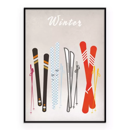 Poster Kleurrijke ski's in geïllustreerde stijl