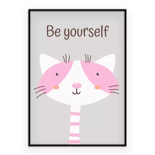 Poster Een pastelkleurig katje met de slogan Wees jezelf