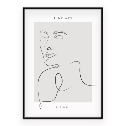 Poster Elegante schets van lijn en gezicht