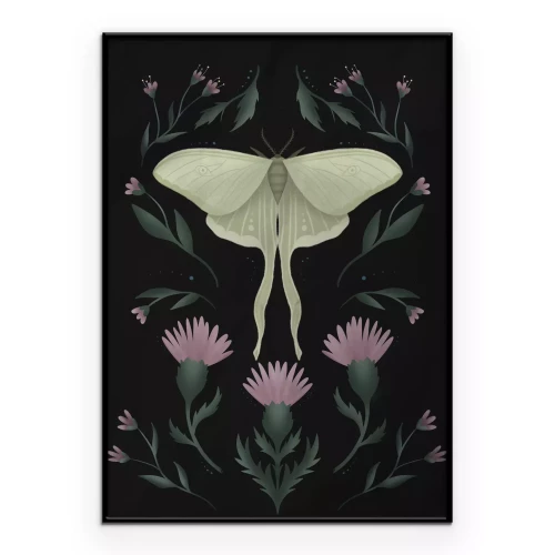 Poster Een tere mot in een bloemstuk