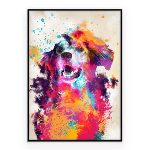 Poster Kleurrijke aquarelillustratie van een hond