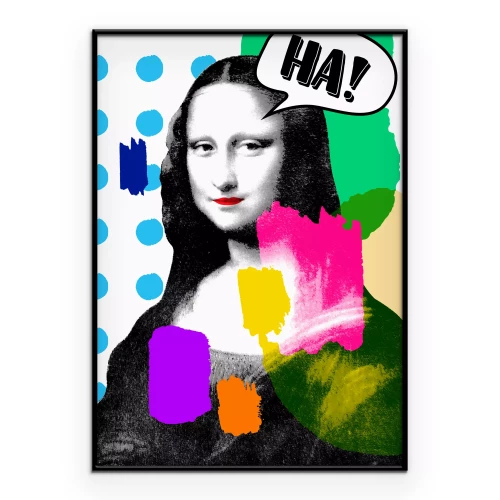 Poster Mona Lisa in een stripboekinterpretatie