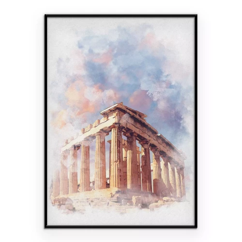 Poster Het romantische landschap van de Akropolis
