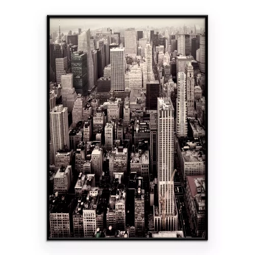 Poster New York van bovenaf in sepiatinten