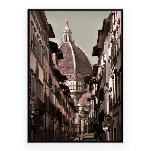 Poster Historische Italiaanse straat met een koepel