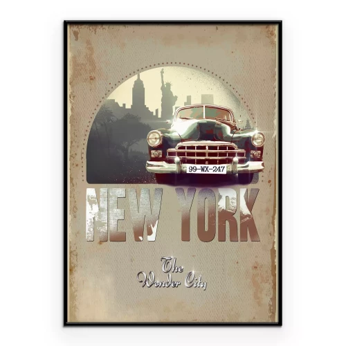 Poster Klassieke auto in retrostijl