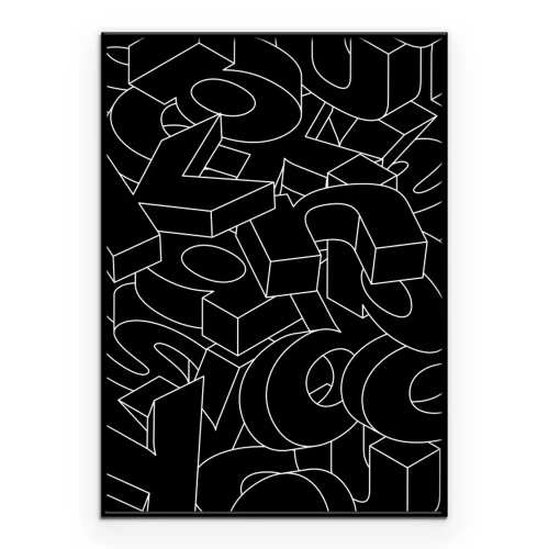 Poster Ruimtelijke zwarte letters in chaos