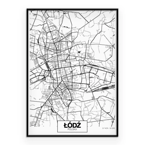 Poster Gedetailleerd plan van de stad Łódź