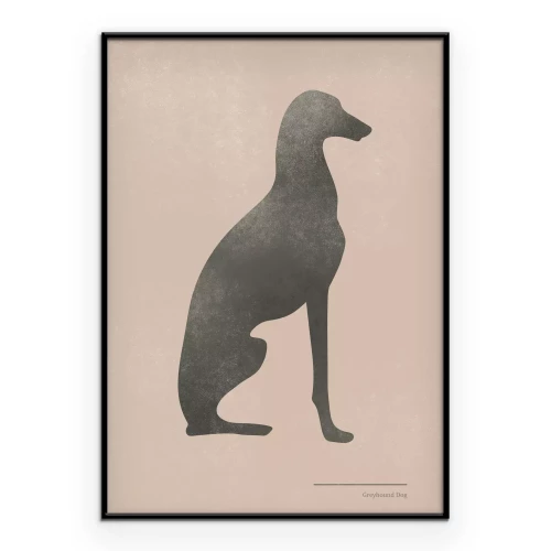 Poster Een eenvoudige afbeelding van een windhond in zittende positie