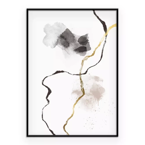 Poster Lijnen met zachte aquarelvlekken