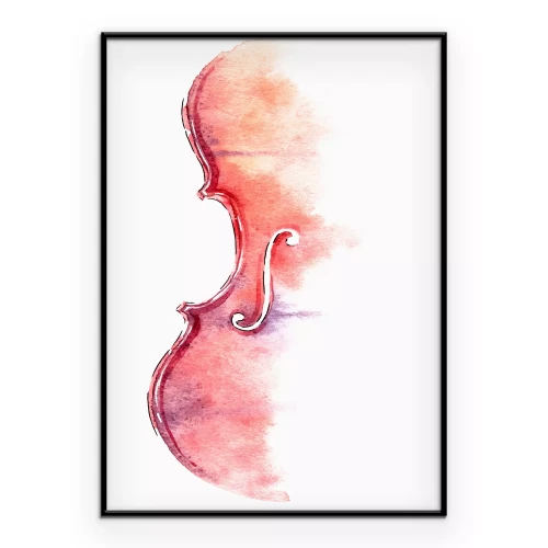 Poster Een delicate aquareltekening van een cello