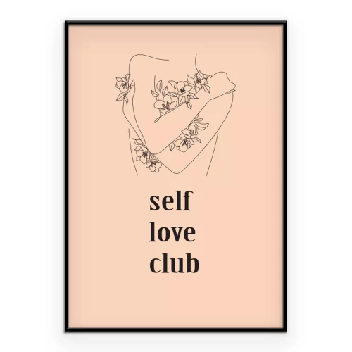 Poster Een delicate tekening van een vrouw met een zelfliefdemotief