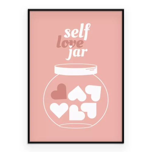 Poster Pastelillustratie van een pot met een zelfliefdemotief