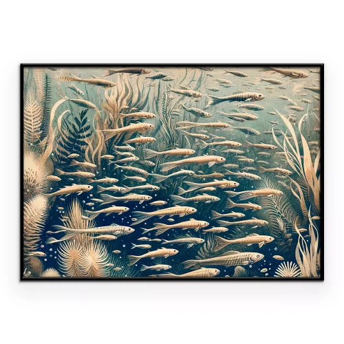 Poster Vissen zwemmen tussen onderwaterplanten