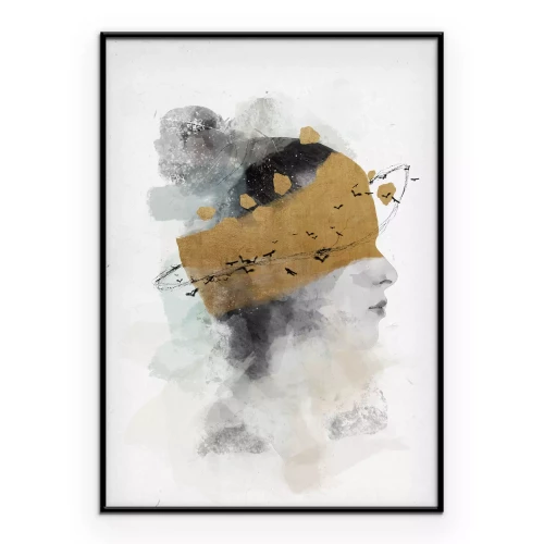 Poster Een subtiel beeld van een gezicht met een mistige achtergrond