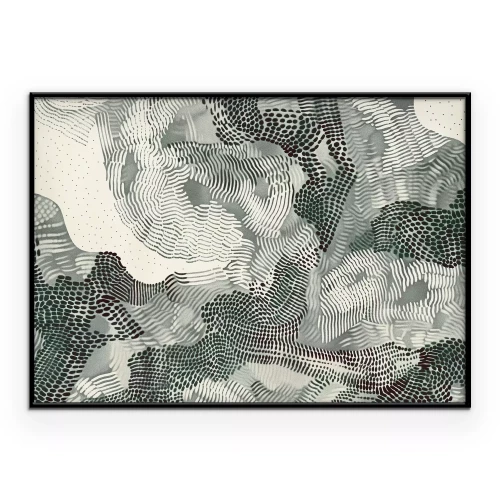 Poster Een compositie van groene vlekken en lijnen