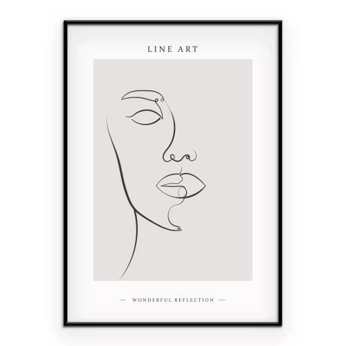 Poster Een subtiele contourtekening van het profiel van een vrouw