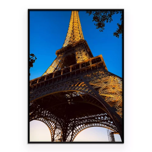 Poster De gouden Eiffeltoren bij zonsondergang