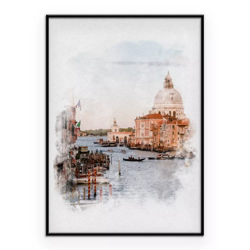 Poster Een schilderachtig landschap van Venetië aan het kanaal