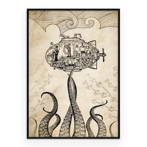 Poster Onderzeeër in retrostijl