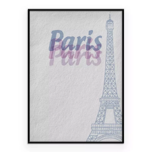 Poster Minimalistische illustratie van Parijs met opschrift.