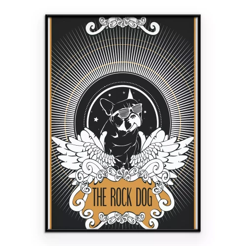 Poster Illustratie van een rotshond met vleugels