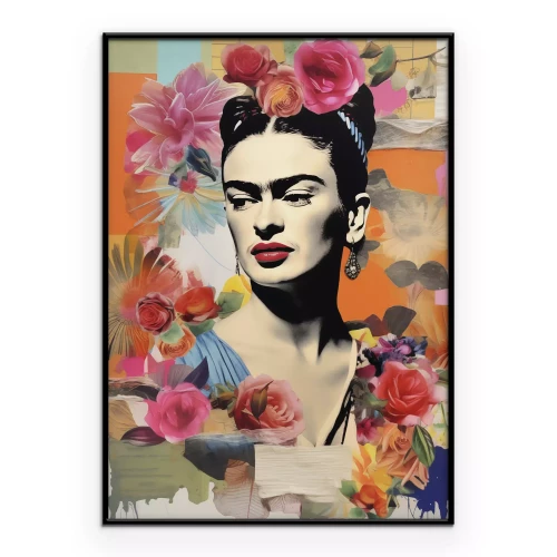 Poster Gestileerd portret van Frida Kahlo